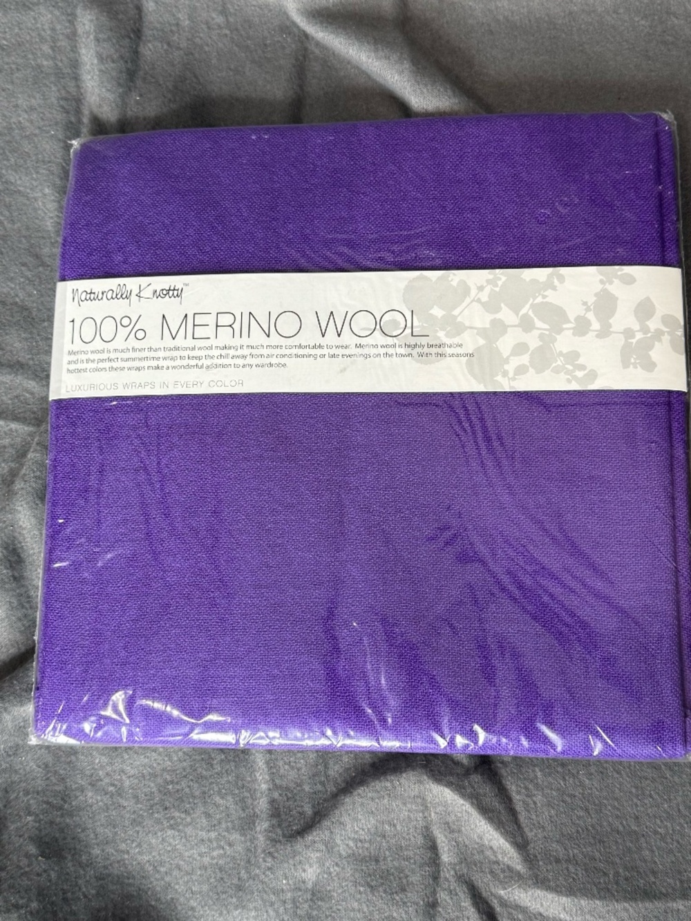 Naturally Knotty 100% Merino Wool Lightweight Wrap in "Dark Lavender"